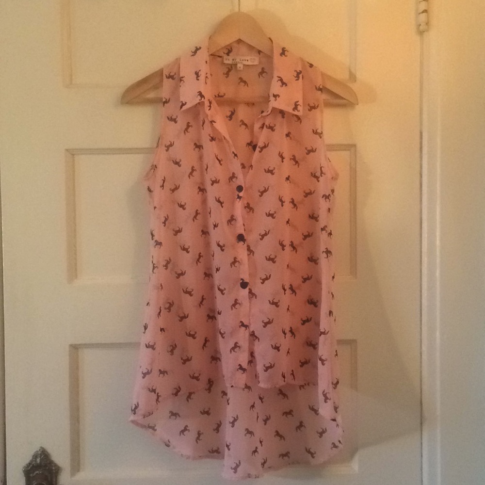 Oh My Love Sleeveless Horse Print Shirt